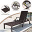 Chaise longue de patio avec plateau latéral escamotable et roulettes, fauteuil inclinable d'extérieur réglable en osier avec coussins épais pour piscine, cour arrière, beige (ensemble de 6)-1286186070-1286186071