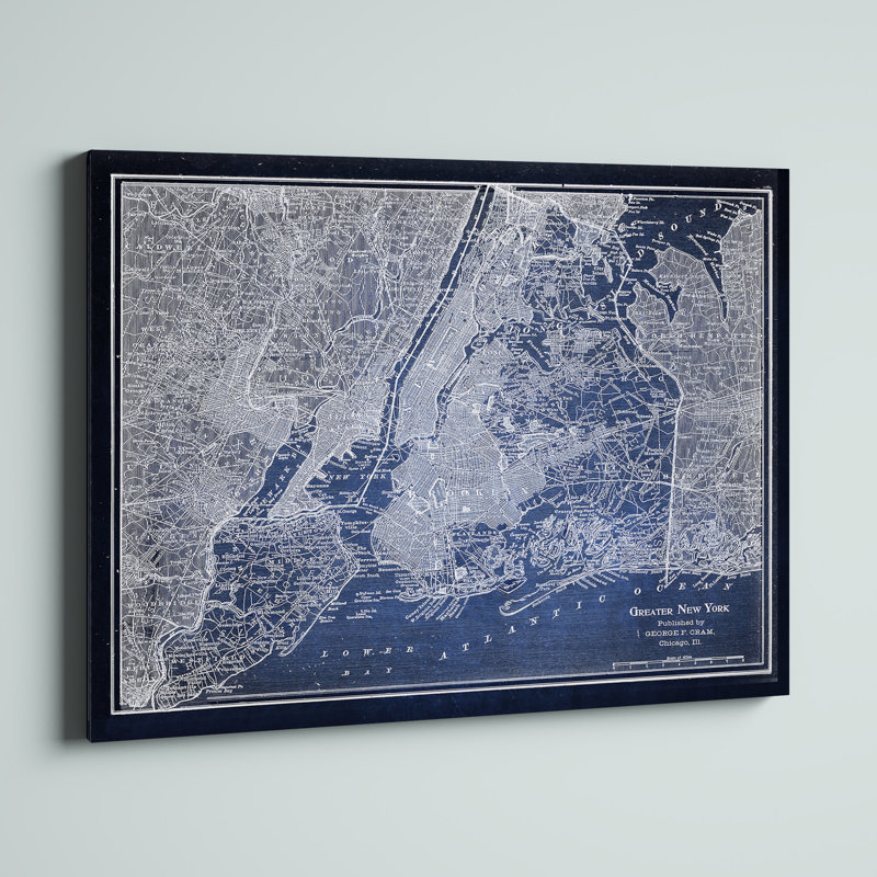 «NYC Sketch Map», reproduction d'impression sur toile tendue, H 36 po x l 48 po x P 1,5 po
