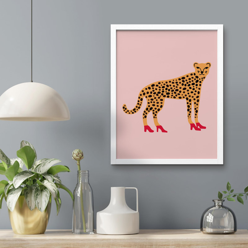 " Funny Yellow Cheetah ", White, 10" H x 8" W