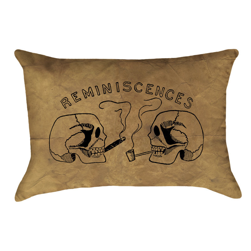 Coussin lombaire à double face reminiscences crâne, Coussin lombaire, Coton