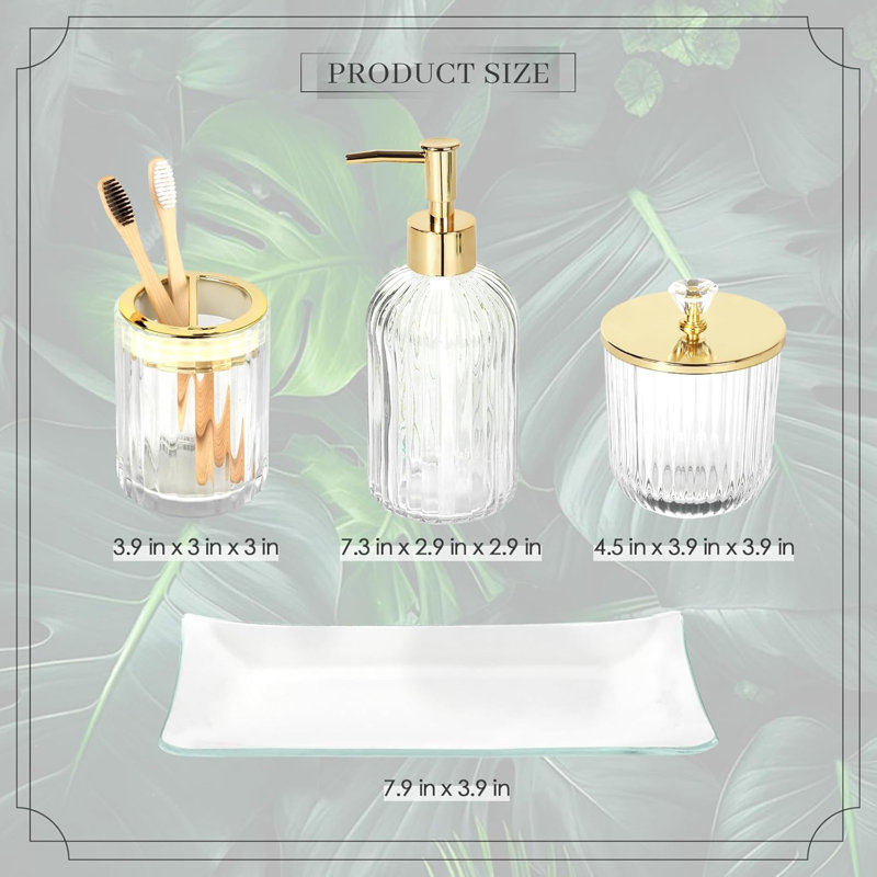 Transparent glass bathroom accessory set