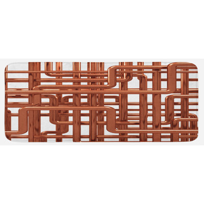 Knot Of Pipes Complex Design With Entangled Lines Hardware Industry Art Umber And White Kitchen Mat -  East Urban Home, F02E12322C2F437EA4E42E294B8D81C9