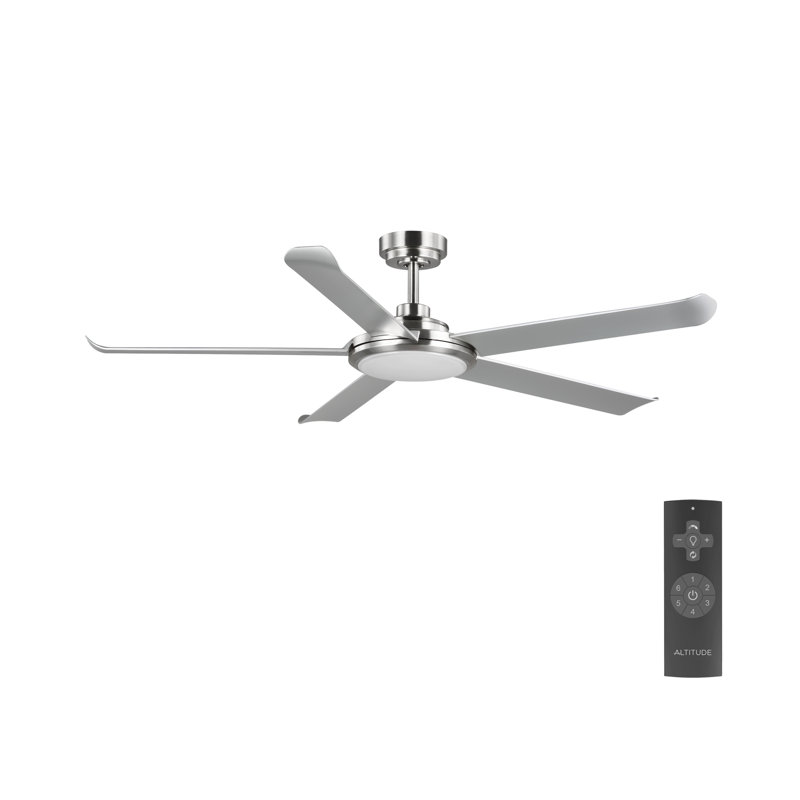 Arlette 60'' Outdoor Ceiling Fan with Light and Remote, Indoor Ceiling Fan with Light Kit, 6-Speed, 5-Blade, Quiet Reversible DC Motor - Brushed Nickel