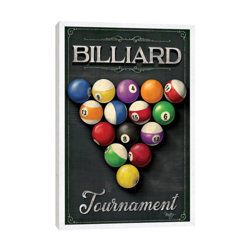 Billiards Tournament by Mollie B. - Print on Canvas, 66.04 cm H x 45.72 cm W, White Framed