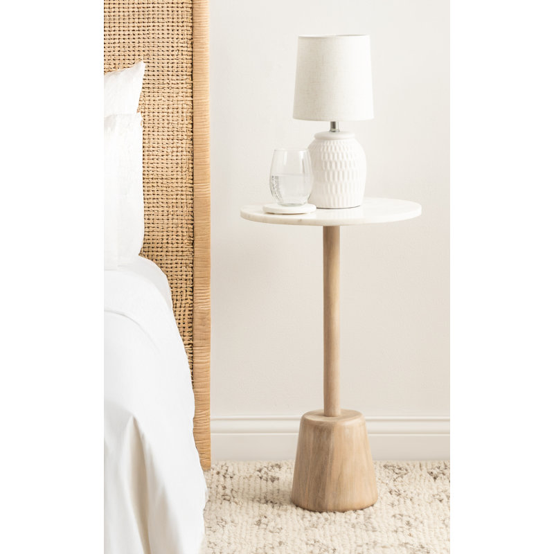 Table de bout Cora, Blanc / brun