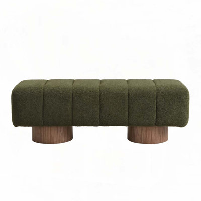 Boucle Upholstered Bench ,No-Assembly