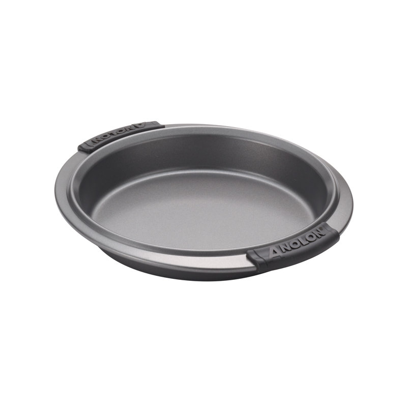 Anolon Advanced Nonstick Bakeware / Baking Set with Silicone Grips, Gray, 5-Piece Set (3 Cake Pans, 1 Cookie Sheet, 1 Rack)