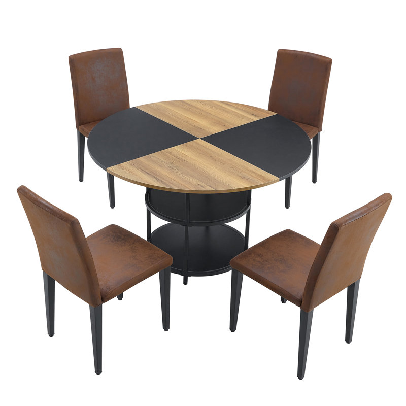 Modern Dining Set with Round Table, 4
