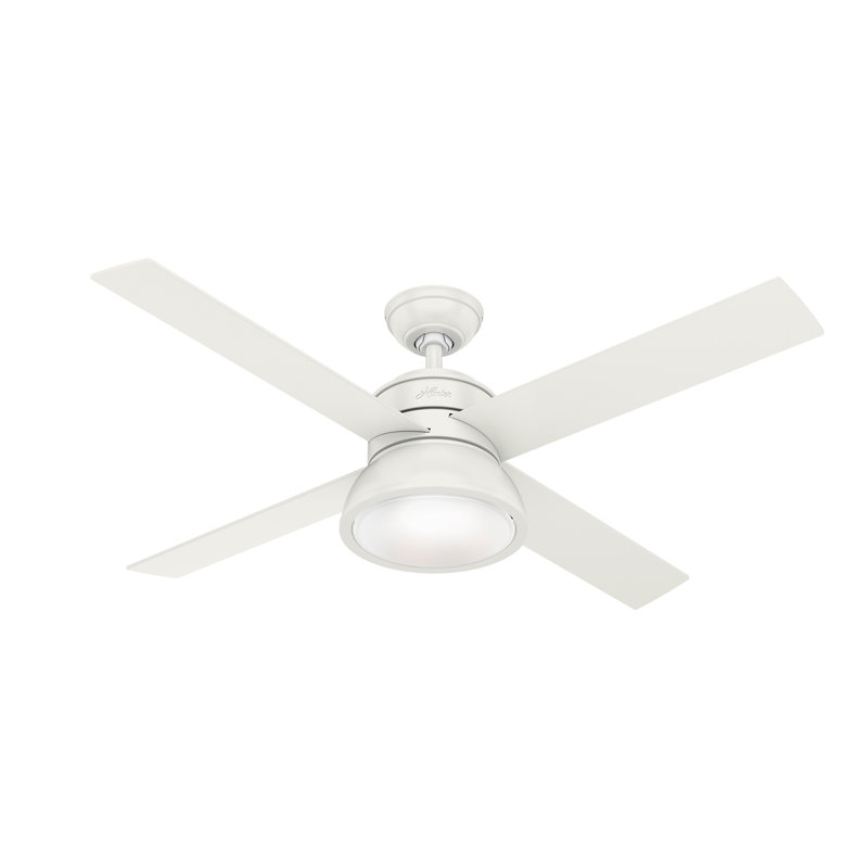 132cm Ceiling Fan with Light Kit, Fresh White, Fresh White/Bleached Oak