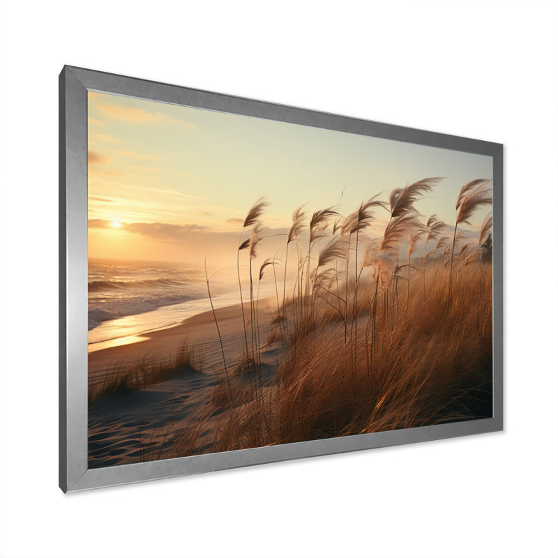Paysage de gazon minimaliste - reproduction sur toile, Cadre photo gris, H 30 po x l 40 po x P 1,5 po