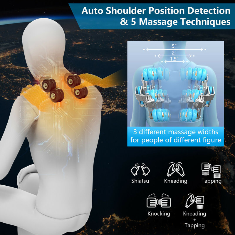 Fauteuil de massage inclinable électrique en similicuir, Similicuir noir
