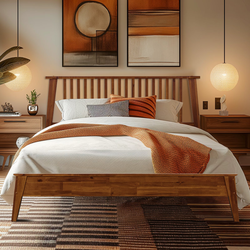 Base de lit plateforme en bois massif de qualité supérieure avec tête de lit Kaylin - capacité de 800 lb, sans sommier, convient à tous les matelas