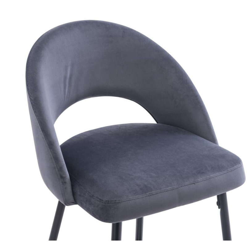 Audie Upholstered Counter Stool with Metal Frame, Gray