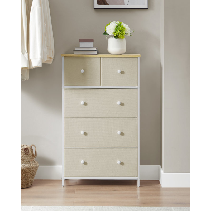 Adeoye 5 - Drawer Chest of Drawers, Camel Yellow/Cream White