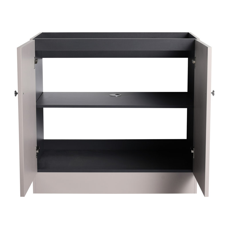 Meuble-lavabo kaki de 36 po - Mécanisme de porte à fermeture en douceur Design moderne en contreplaqué non inclus Matériau de style système d'armoire