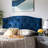 Xylo Upholstered King Size Headboard in Navy Blue Velvet Fabric, 47.64'' H X 79.59'' W X 2.26'' D-1651989824