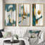 «Pleine lune or et turquoise minimalisme I», 3 pièces sur toile-374944271-374944272