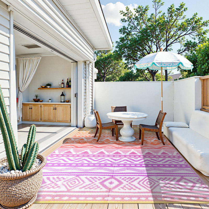 Tapis d'extérieur imperméable et réversible tant pour le patio que pour le camping, Rectangle 6 pi x 9 pi