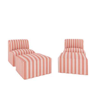 Praia Sunbrella Outdoor Lounge Chairs Set With Ottomans