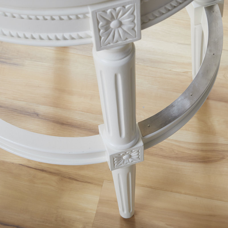 Tabouret de bar pivotant en bois massif Ted, 2, Tabouret de comptoir (siège d'une hauteur de 26 p, Alabaster White Polyester