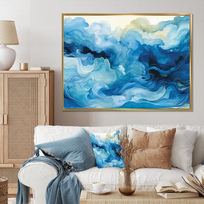 Blue Tidal Ripple Symphony - Abstract Collages Wall Art