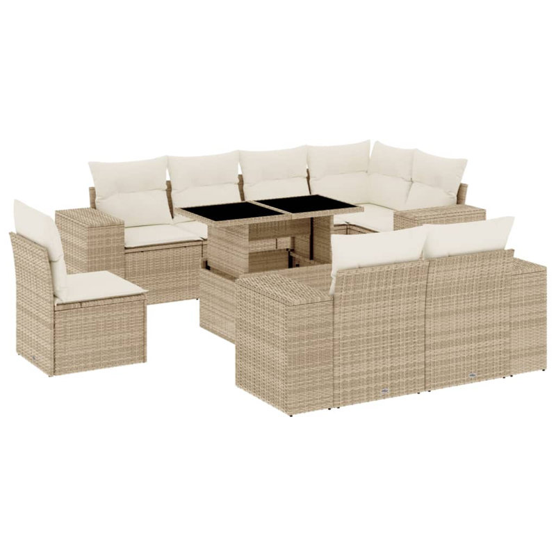  Ensemble de canapé de jardin modulaire en PE rotin beige