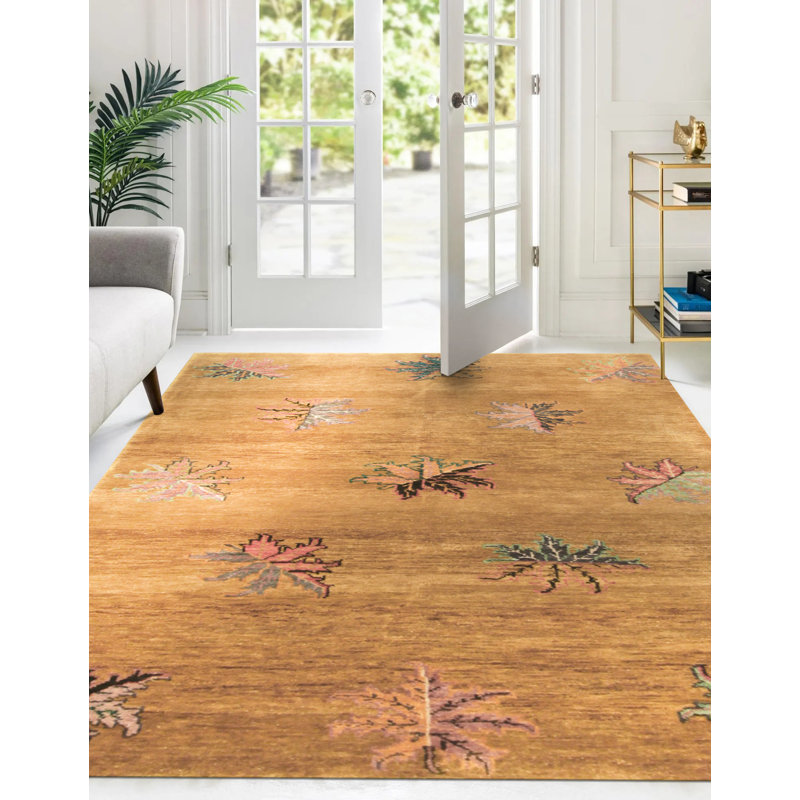 Tapis brun en laine noué à la main Margaid, Rectangle 8 pi 0 po x 9 pi 11 po