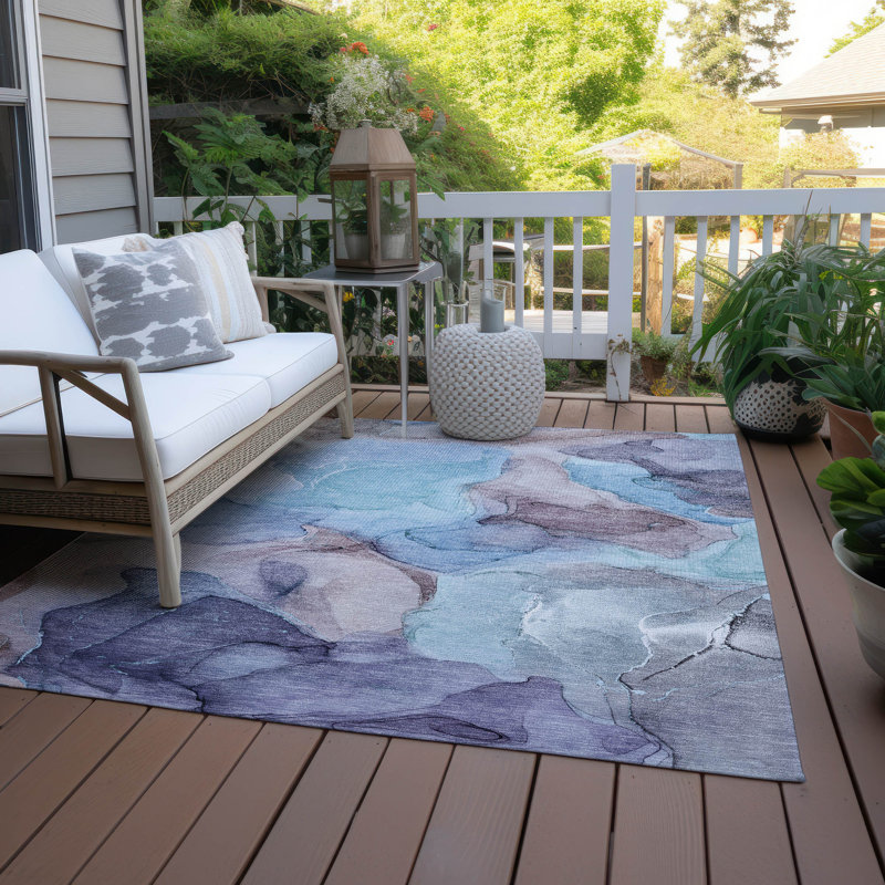 Alfonzo Washable Abstract Indoor / Outdoor Rug, Rectangle 10' x 14'