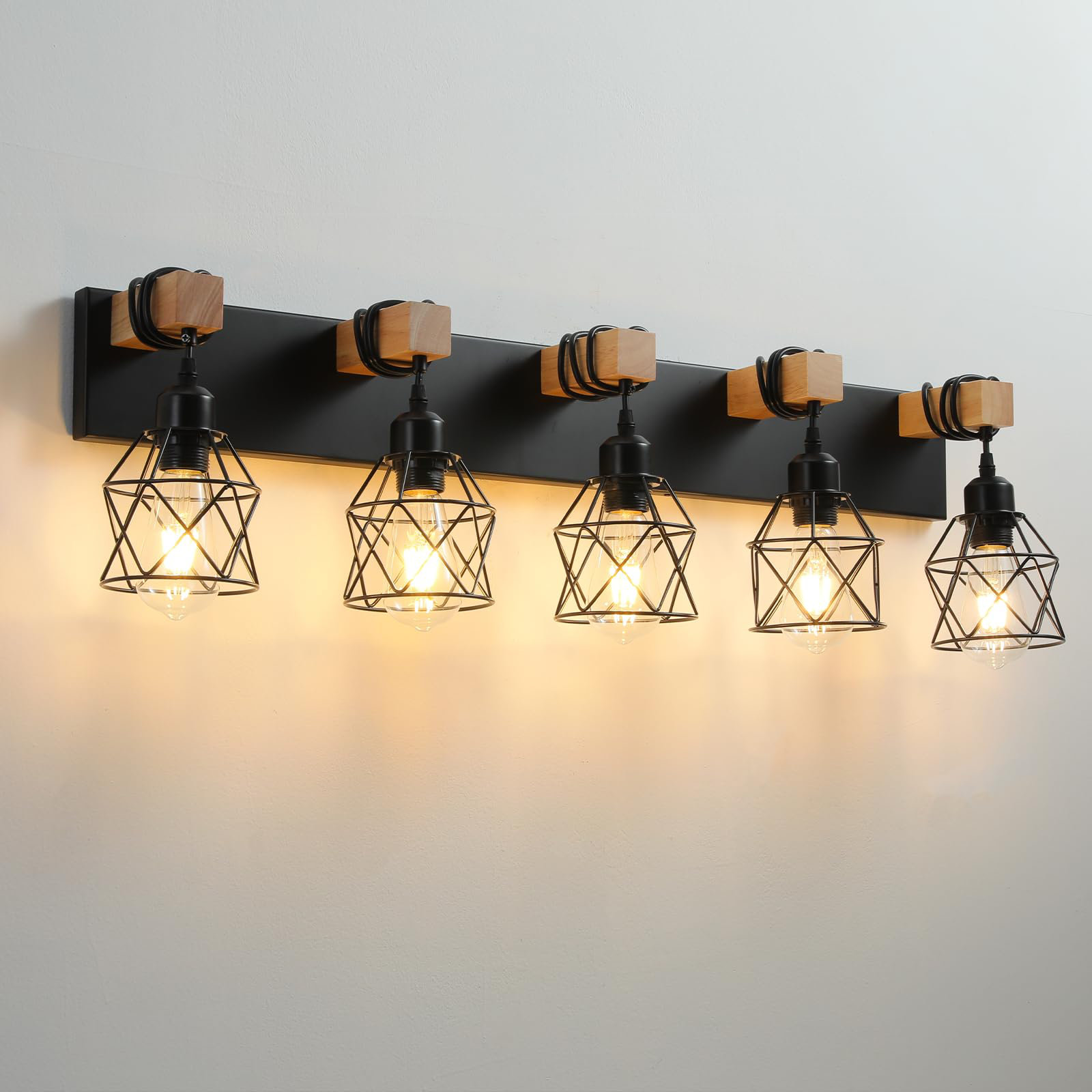 VOMGEB1 5-Light Farmhouse Vanity Light Fixture, Bathroom Lighting | Wayfair