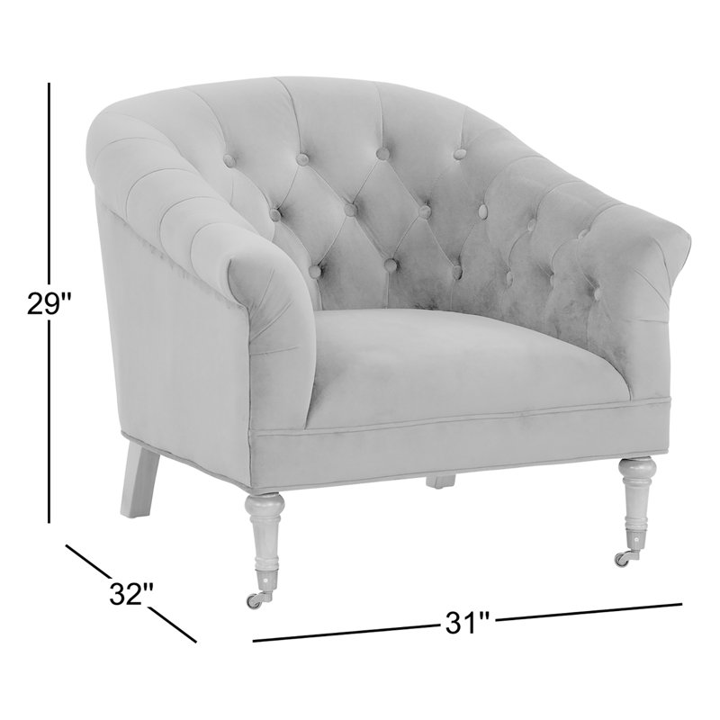 Maxeys Velvet Diamond Button Tufted Club Chair with Casters, Toast Polyester Blend