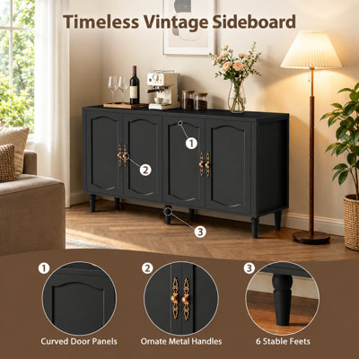 Hayter 63'' W Sideboard Buffet Cabinet, Kitchen Storage Cabinet With 4 Doors And Adjustable Shelves