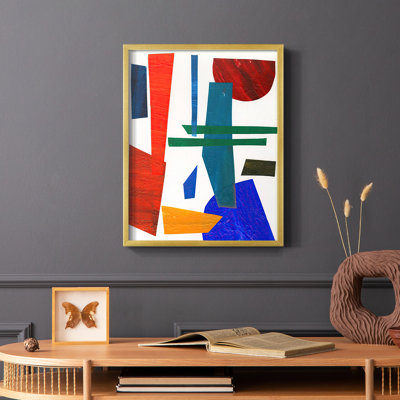 «Colorful Shapes IV», reproduction encadrée - bois massif
