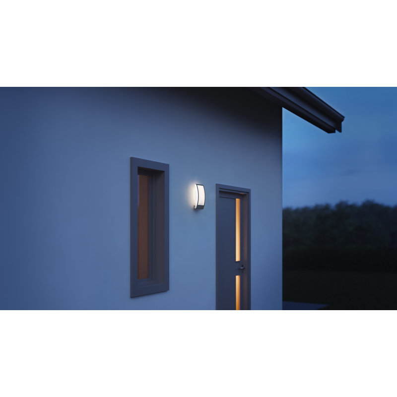 Modern Outdoor Wall Light L 22 N Anthracite with Dusk to Dawn Sensor E27 Flush Mount