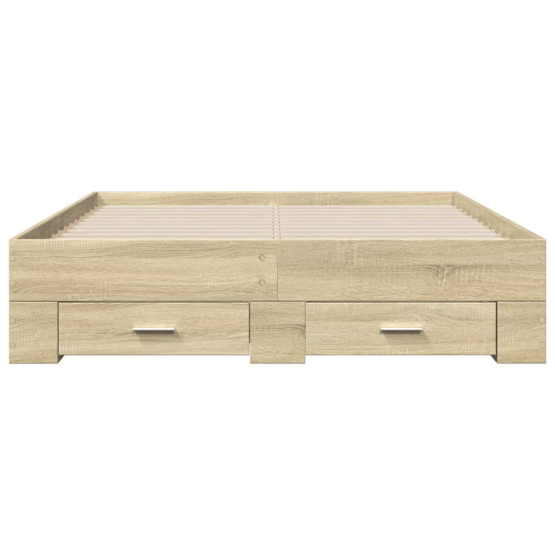 Yamna Engineered Wood Bed Frame, DE Size - 140 x 190 cm, Sonoma Oak