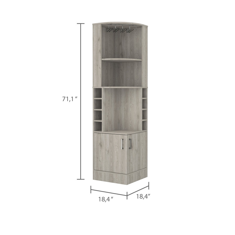 8 Gray Beverage Cabinet With Functional Display Area For Wine Bottles Central, Gray