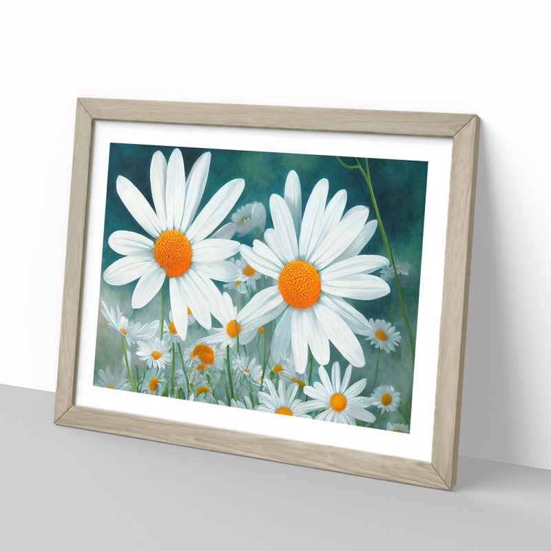 Daisy Flower Vol.1 - Framed Print, 46cm H x 64cm W x 2cm D, Oak