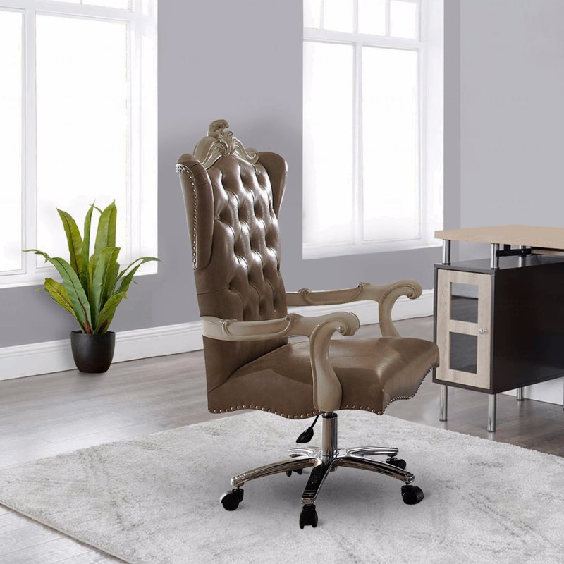 Fauteuil pivotant rétro gris et blanc os avec fonction Vintage