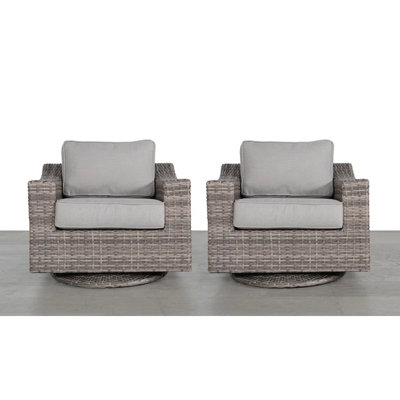 Holub Patio Swivel Wicker Lounge Chairs with Cushions