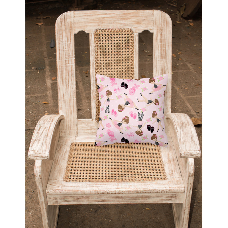 Coussin intérieur/extérieur ballerines et roses, 18 po x 18 po