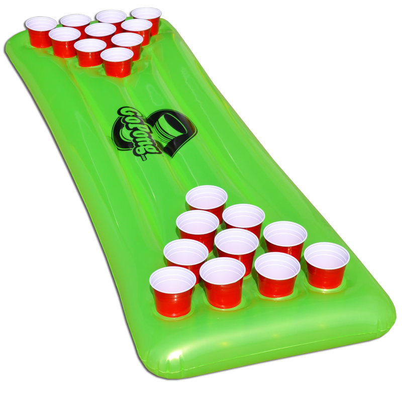 Table de billard GoPong, table de bière gonflable flottante, comprend 3 balles de ping-pong