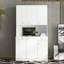 Armoire de cuisine 71,9 "de hauteur, blanc, 6 portes, 1 tablette ouverte, tiroir - pour la chambre à coucher et la cuisine, construction robuste-1222427051-1222427054