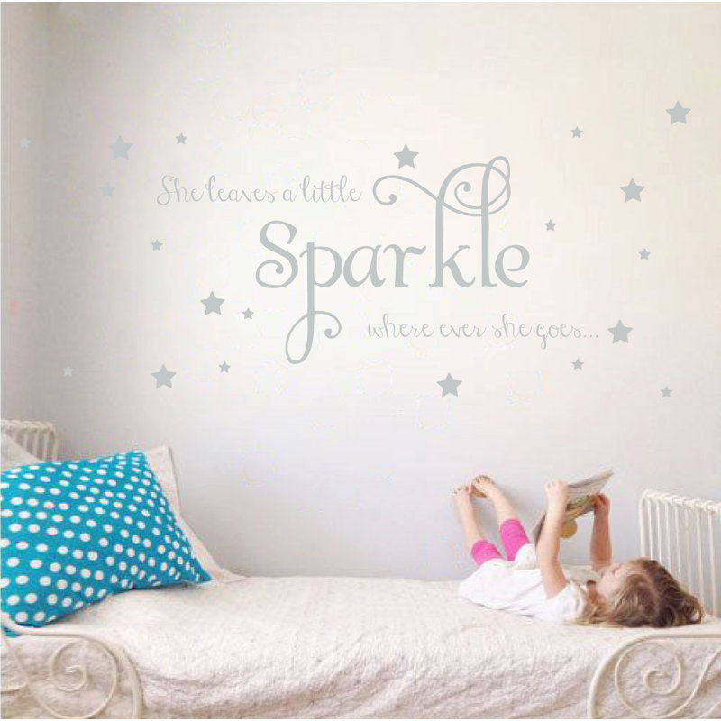 Décalcomanie murale sparkle, H 15 po x l 36 po x P 0,01 po, Gris clair