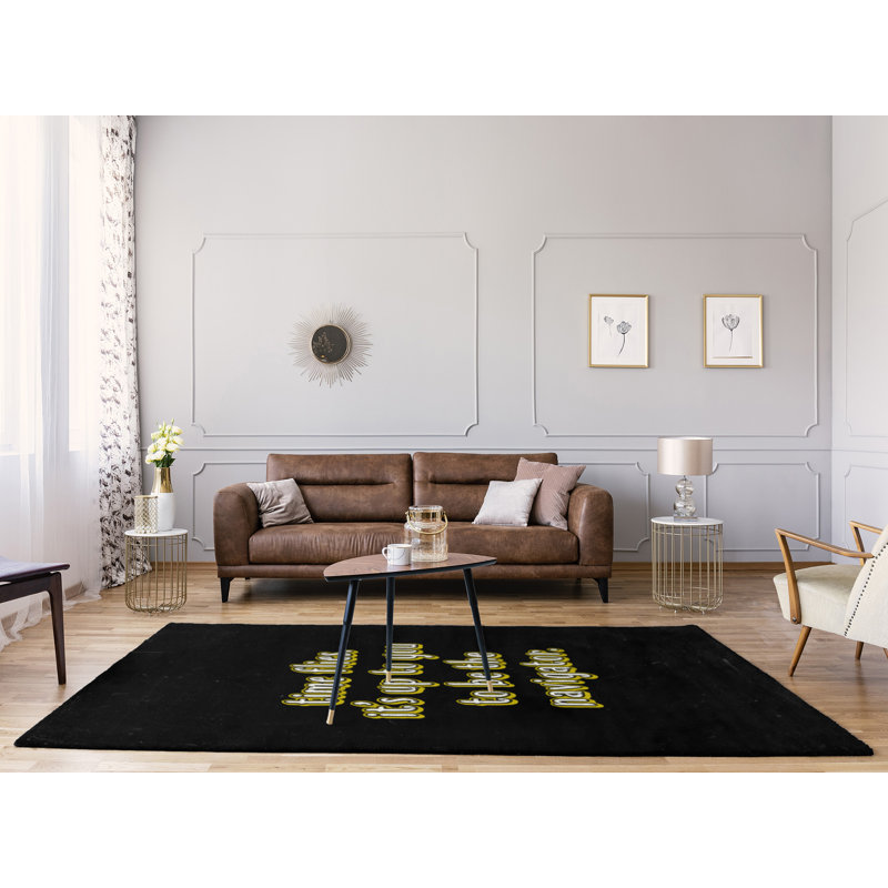 Tapis en chenille de polyester style Quotes, Rectangle 5 pi x 7 pi