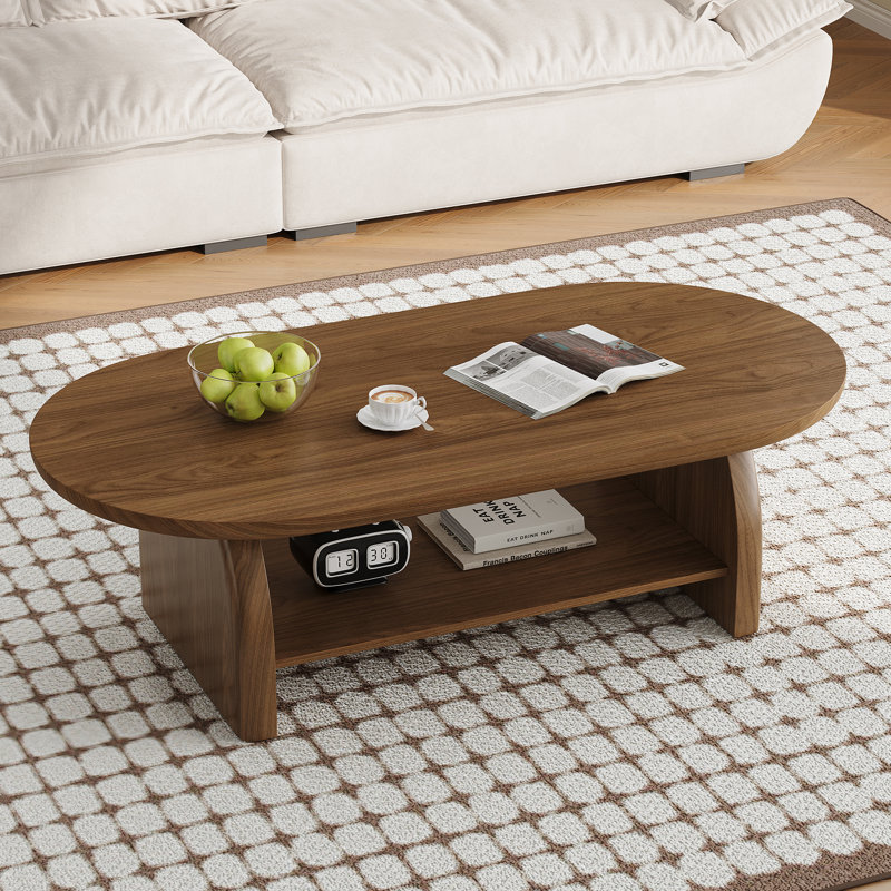 Table basse moderne à deux pieds en bois brun