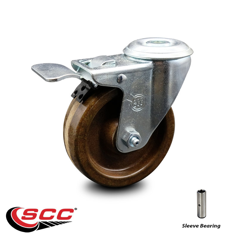 4 Inch High Temp Phenolic Wheel Bolt Hole Caster with Total Lock Brake SCC/SCC-BHTTL20S414-PHSHT