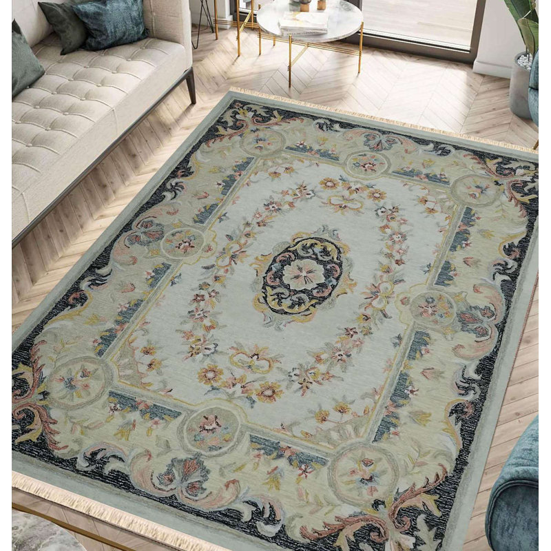 Tapis bleu clair Palace Bloom