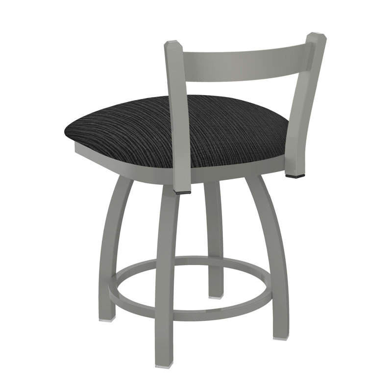Tabouret de coiffeuse en métal Catalina, Nickel anodisé, Tissu graphique charbon