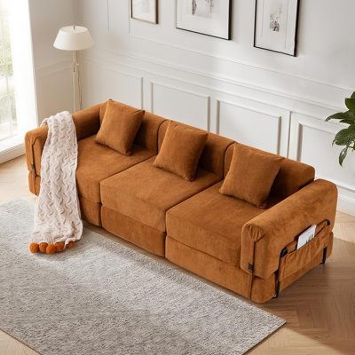 3-seater Boneless Convertible Folding Sofa Bed With Storage Pocket & Modular Design