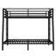 Black Full XL over Queen Metal Bunk Bed with Ladder, Space Saving, Sturdy Frame, No Box Spring