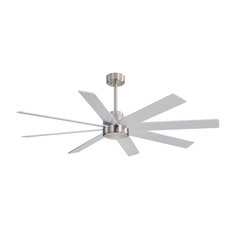 Ventilateur de plafond 8 pales avec télécommande, Noir avec pales noires, 60"